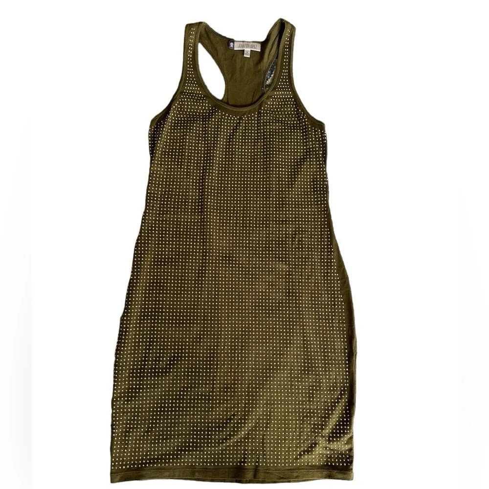 Jennifer Lopez Racer Back Studded Green Summer Casual Dress Small